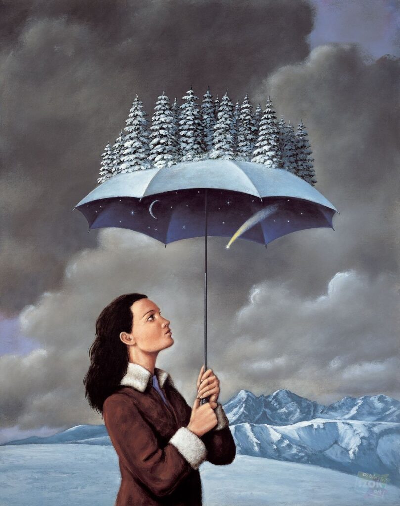 Rafał Olbiński-Zimowy parasol II