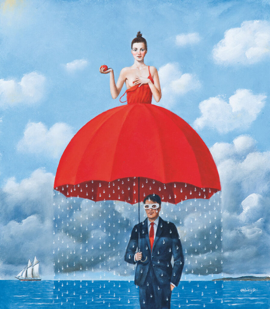 Rafał Olbiński-Red umbrella I