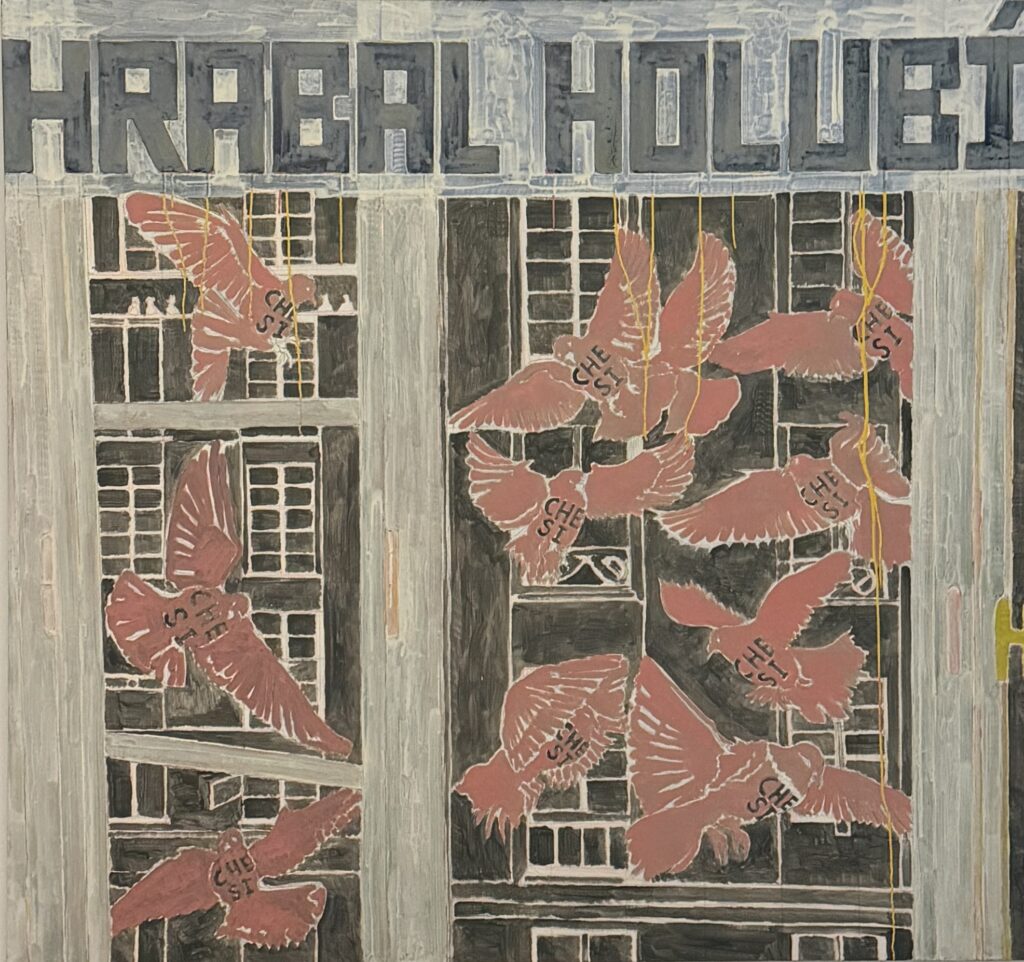 Hrabal gołębi [Hrabal Holubi], 2012, 125x133cm, tempera jajowa na płótnie