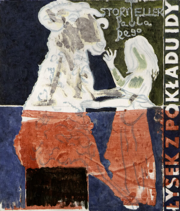 Marek Sobczyk „Łysek z pokładu Idy [Story Teller]", 2024, 70 cm x 60 cm, tempera jajowa na płótnie